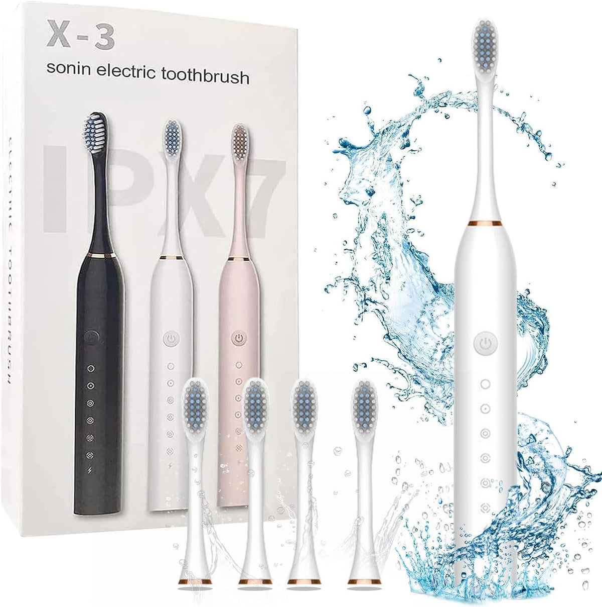 Rechargeable Electric Toothbrush β USB Charging Oral Care Brush with 2 Extra Heads