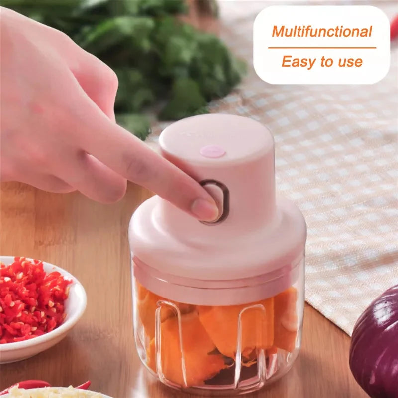 100ML Mini Electric Food Chopper – 45W Portable Garlic, Onion & Vegetable Grinder