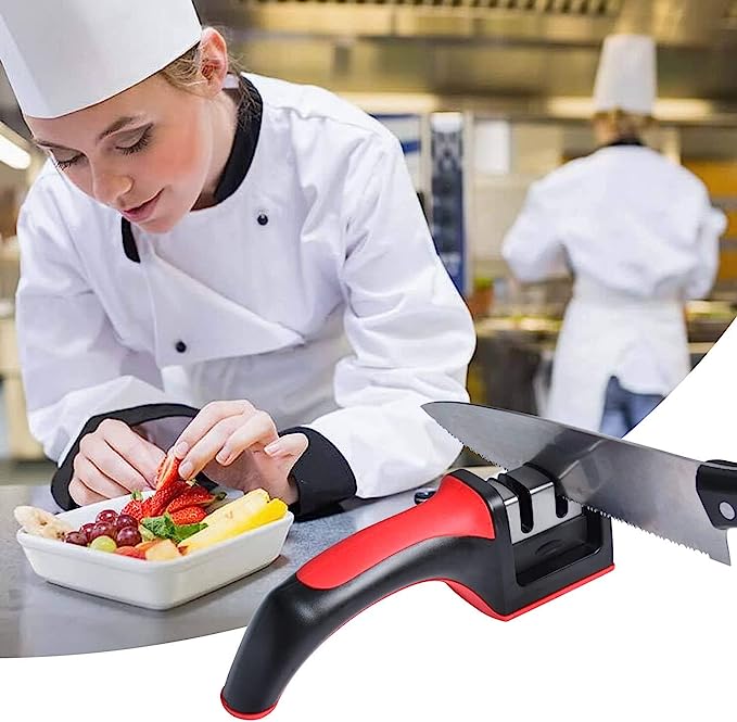 3-in-1 Knife Sharpener Set – 3-Stage Kitchen Knife Sharpener with Fruit & Vegetable Peeler