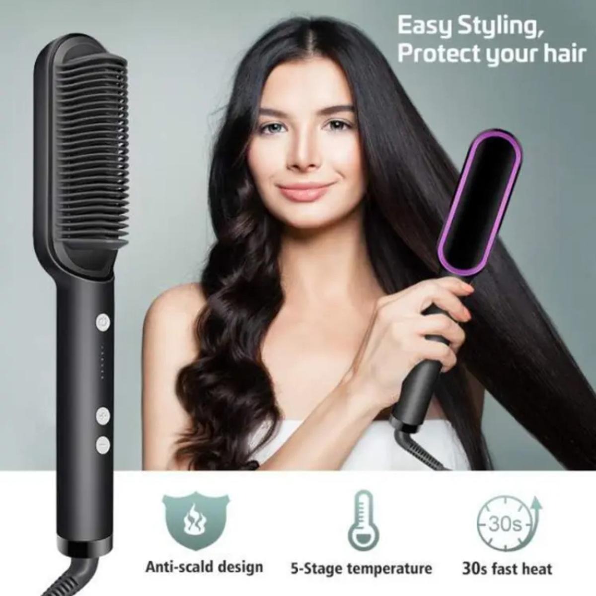 909 Hair Straightening Brush β 2-in-1 Electric Hair Straightener & Curler