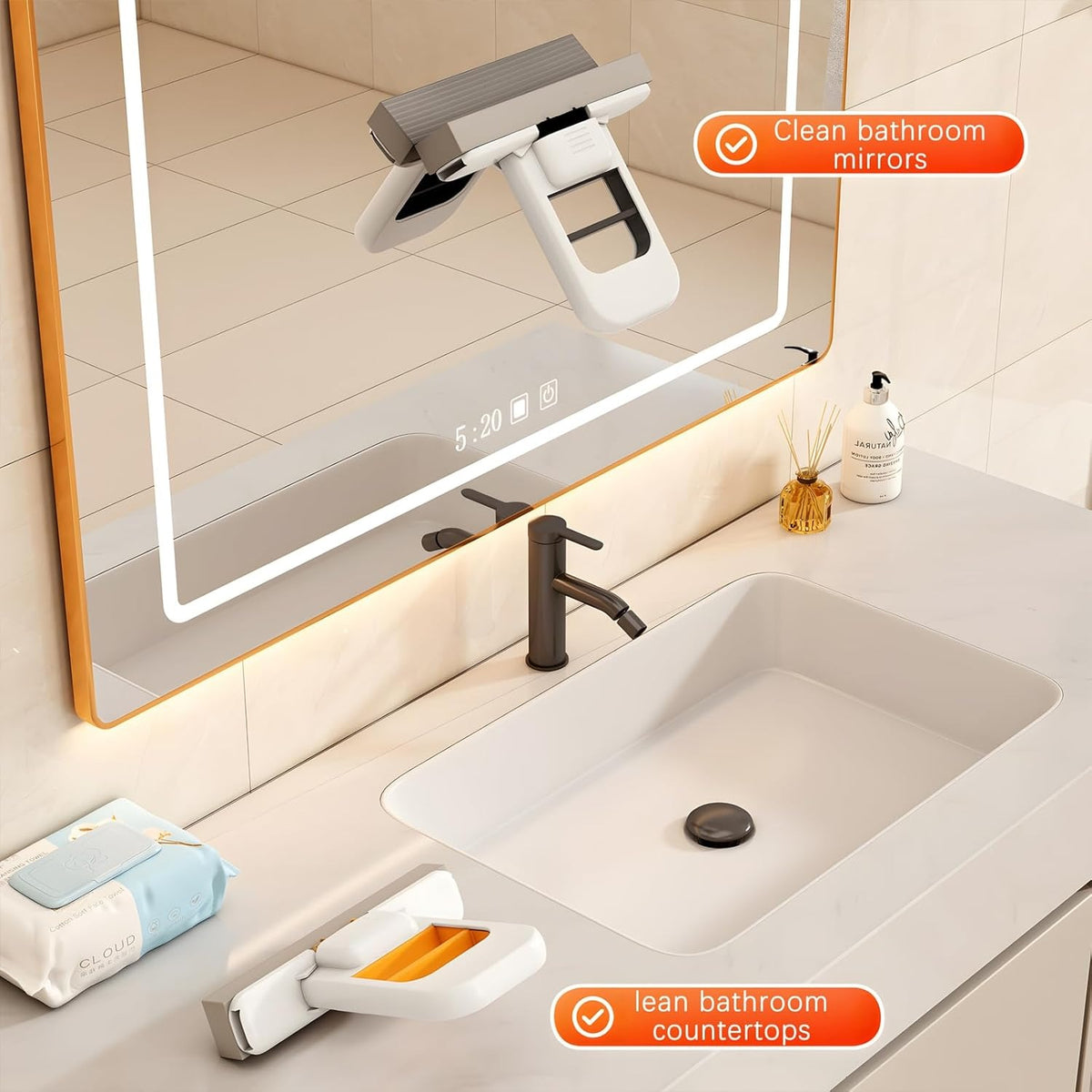 Mini Foldable Desktop Mop – Self-Squeezing Wet & Dry Cleaning Mop