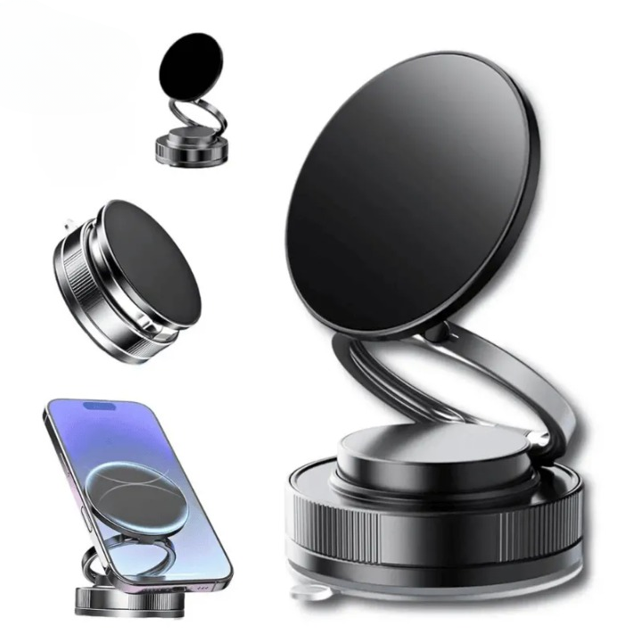 Magnetic Suction Cup Phone Holder – Foldable 360° Swivel Mobile Stand
