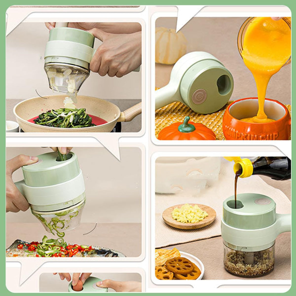 Electric Handheld Vegetable Cutter – Multifunctional Rechargeable Food Chopper & Slicer