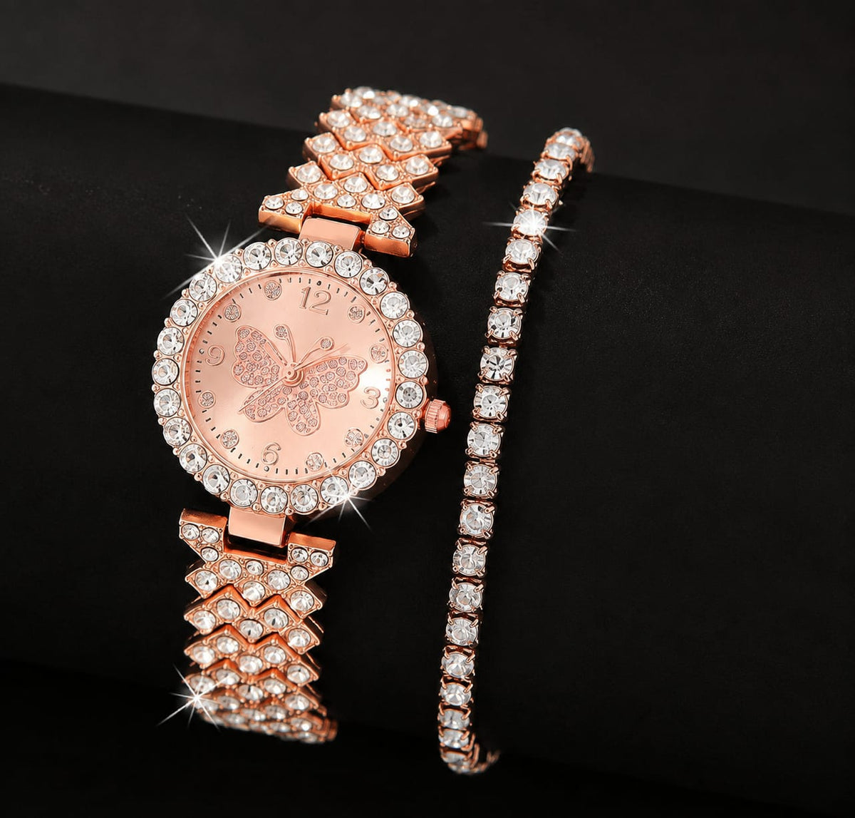 Women's Butterfly Quartz Watch & Bracelet Set – Elegant Fashion Accessory Gift