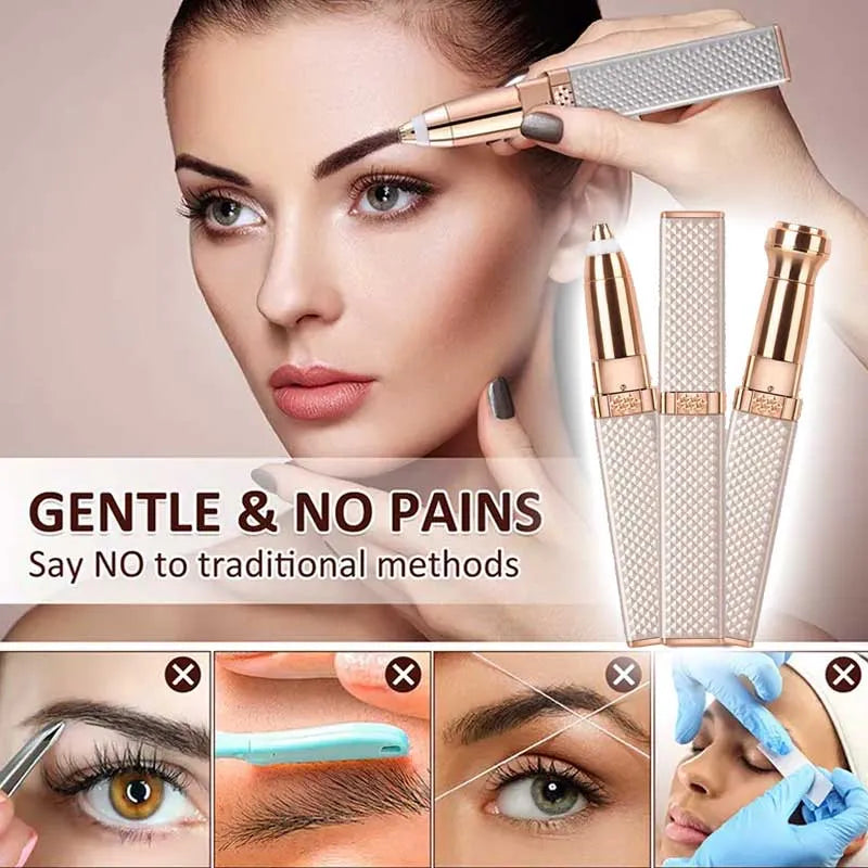 2-in-1 USB Rechargeable Eyebrow Trimmer – Facial Hair Remover for Women