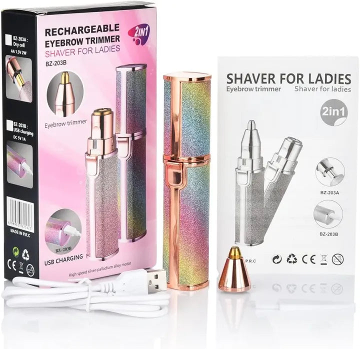 Portable Facial Hair Remover – Glitter Design with LED Light for Facial Grooming