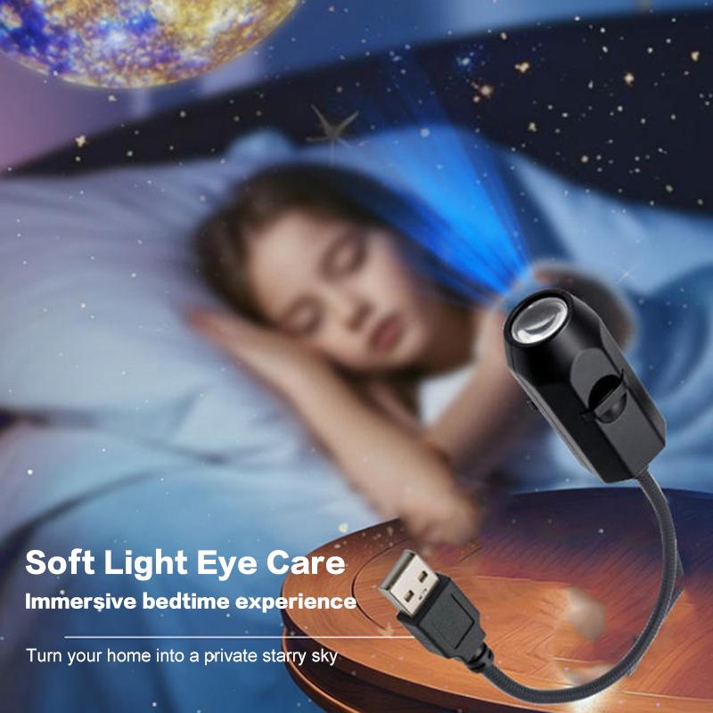 6-Lens Galaxy Projector Lamp – USB Moon, Earth & Starry Sky Night Light