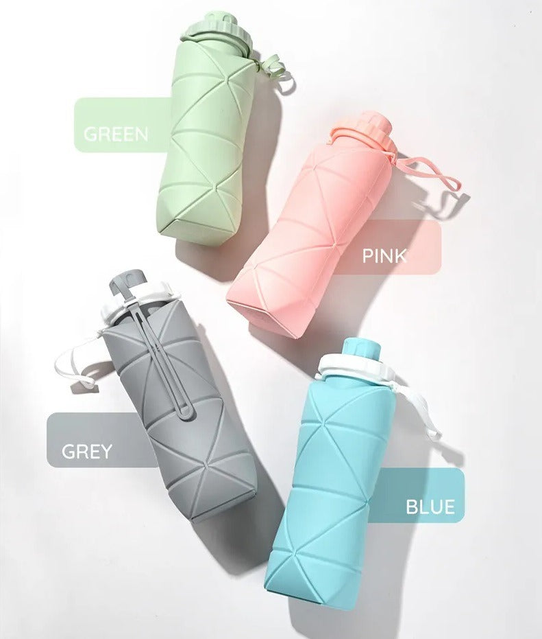 600ML Silicone Folding Water Bottle – Collapsible, Reusable & Leak-Proof Travel Bottle