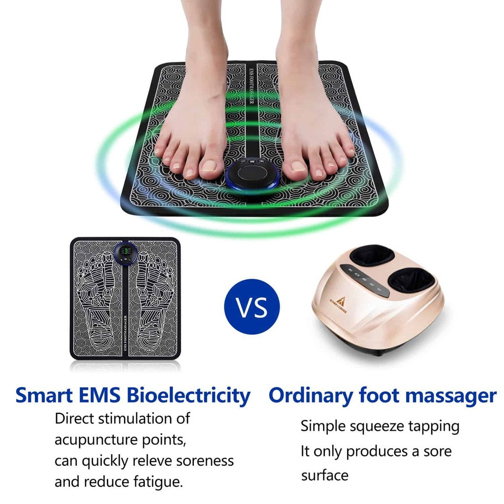 EMS Foot Massager Mat – Electric Rechargeable Foot Massage Pad with 6 Modes & 9 Intensity Levels