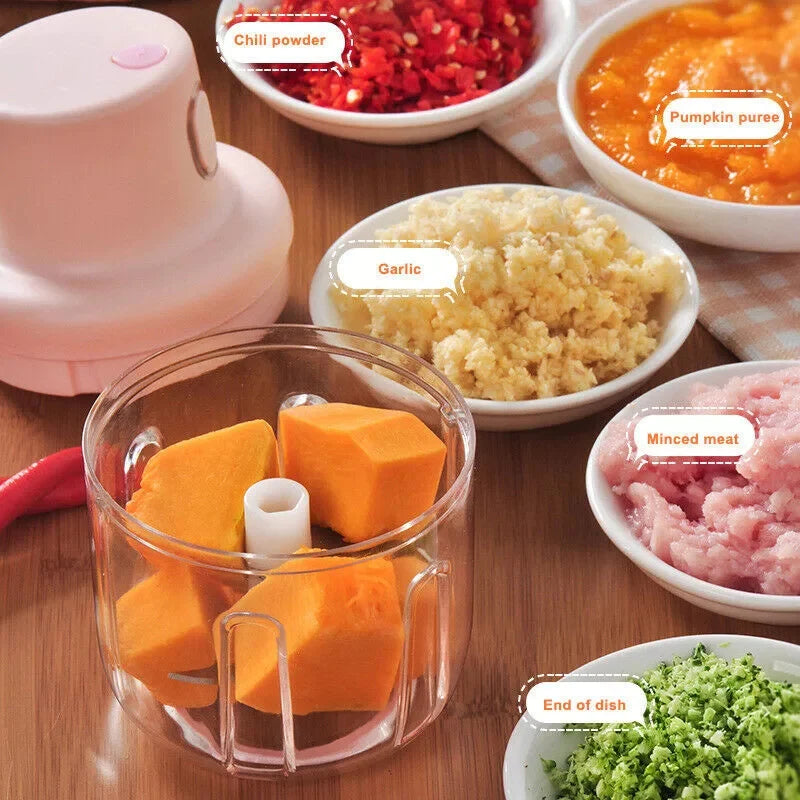 100ML Mini Electric Food Chopper – 45W Portable Garlic, Onion & Vegetable Grinder
