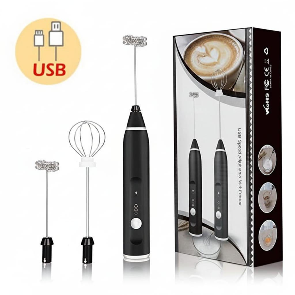 Electric Milk Frother – Handheld Coffee Beater & Mini Blender for Cappuccino, Latte & Drinks