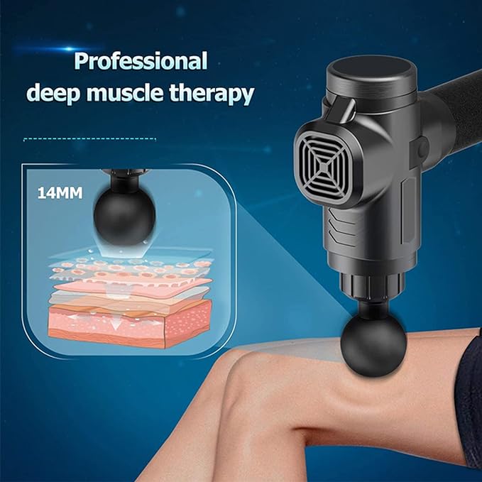 Portable Rechargeable Massage Gun – Deep Tissue Muscle Massager with 4 Interchangeable Heads