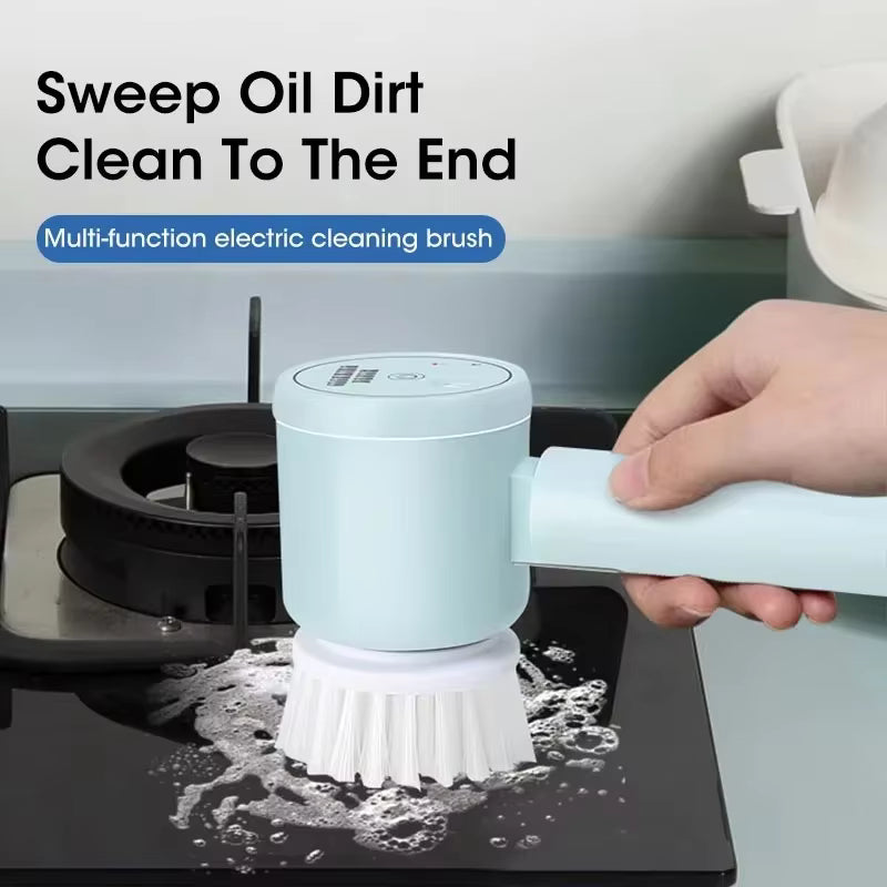 5-in-1 Electric Cleaning Brush – Rechargeable Cordless Scrubber for Kitchen & Bathroom