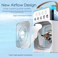 Portable Mini Air Cooler Fan with Water Spray – USB Powered 3-Speed Fan with LED Light