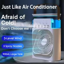 Portable Mini Air Cooler Fan with Water Spray – USB Powered 3-Speed Fan with LED Light