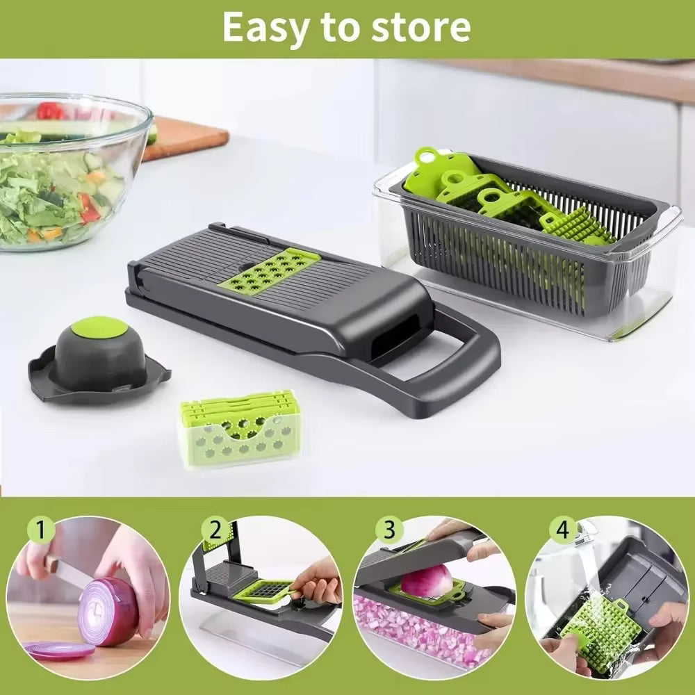 18-in-1 Vegetable Chopper Set β Manual Onion Slicer, Dicer, Grater & Potato Cutter