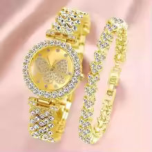 Women's Butterfly Quartz Watch & Bracelet Set – Elegant Fashion Accessory Gift