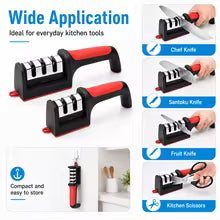 3-in-1 Knife Sharpener Set – 3-Stage Kitchen Knife Sharpener with Fruit & Vegetable Peeler