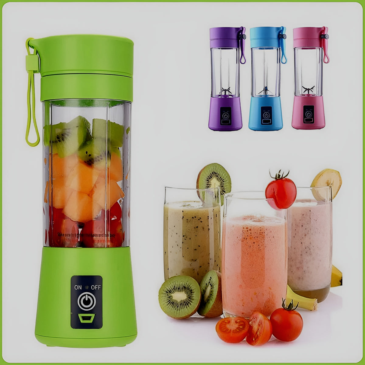 SEO Title Rechargeable Mini Juicer Blender – 380ML Portable USB Blender with 6 Stainless Steel Blades