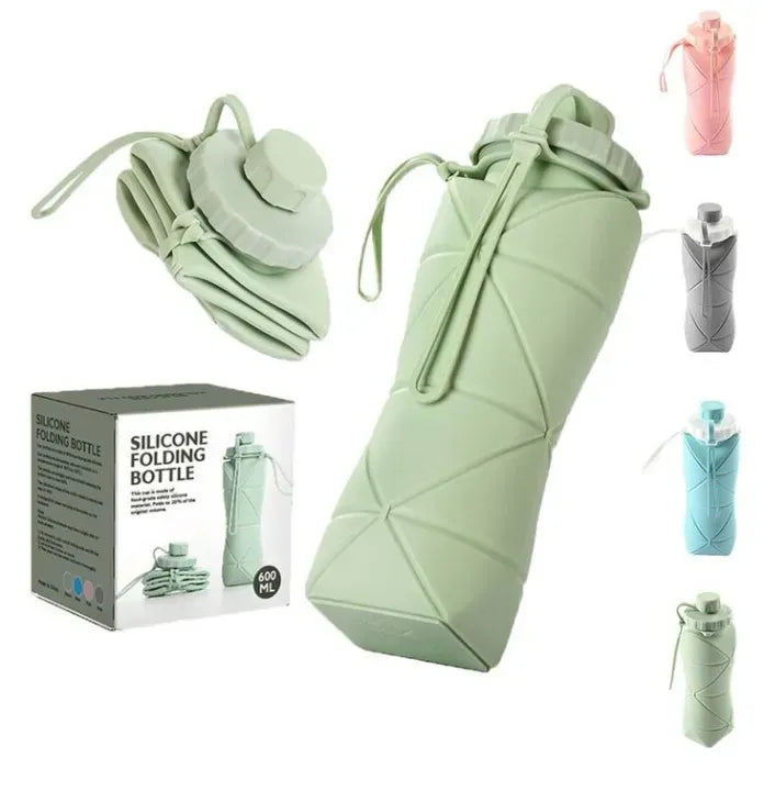 600ML Silicone Folding Water Bottle – Collapsible, Reusable & Leak-Proof Travel Bottle