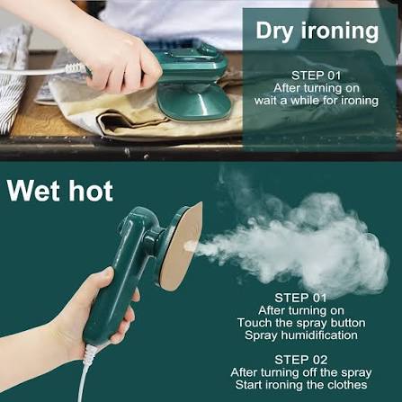 Portable Mini Steam Iron β 2-in-1 Wet & Dry Handheld Garment Iron for Travel