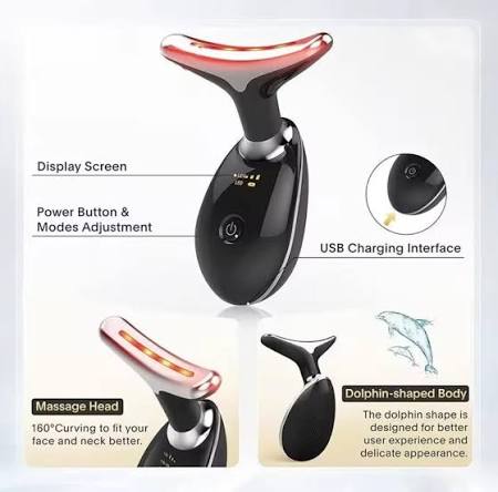 Rechargeable Face Massager – 3-Mode EMS Facial Beauty Device with 45°C Warm Therapy