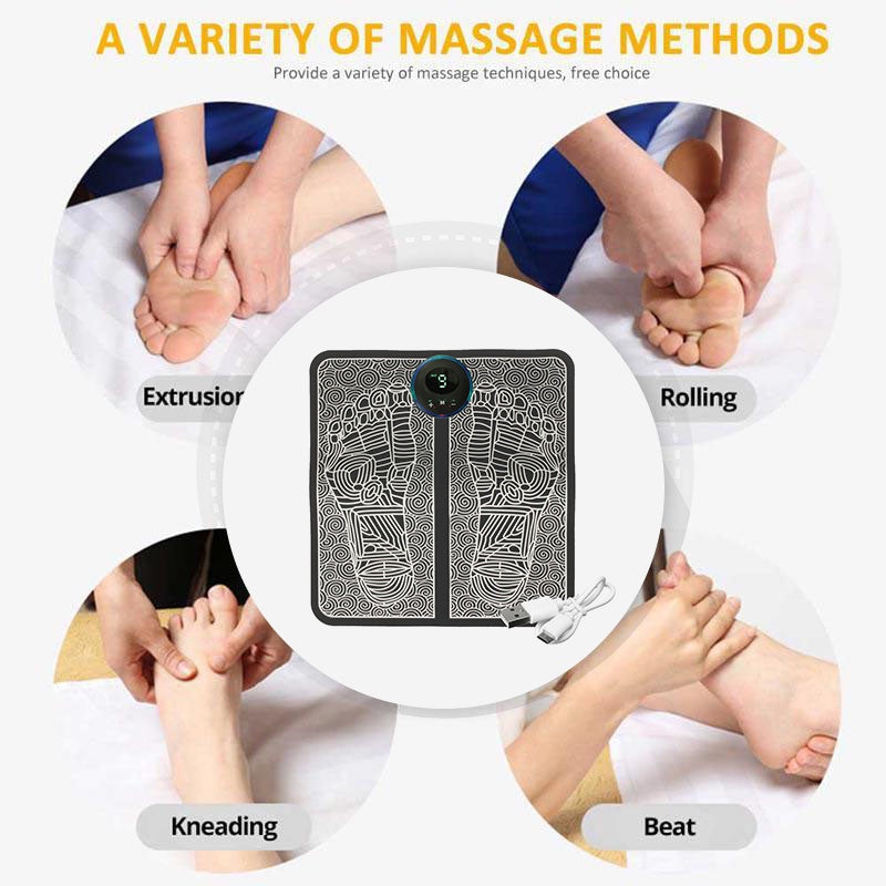 EMS Foot Massager Mat – Electric Rechargeable Foot Massage Pad with 6 Modes & 9 Intensity Levels