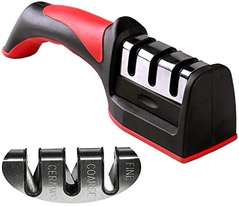 3-in-1 Knife Sharpener Set – 3-Stage Kitchen Knife Sharpener with Fruit & Vegetable Peeler