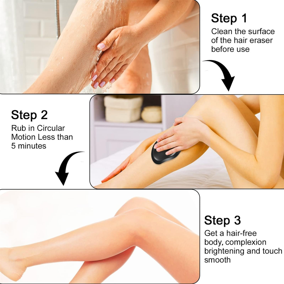 Crystal Hair Remover – Painless Hair Removal & Gentle Exfoliating Tool for Smooth Skin