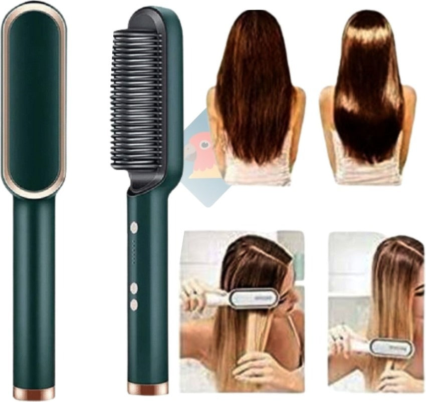 909 Hair Straightening Brush – 2-in-1 Electric Hair Straightener & Curler