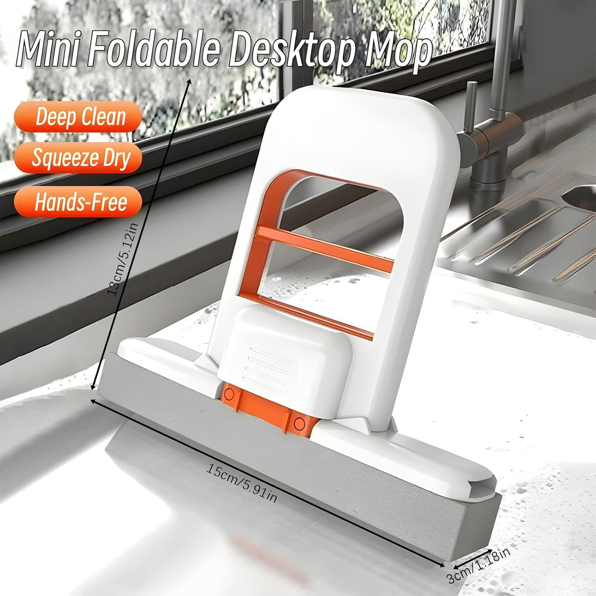 Mini Foldable Desktop Mop – Self-Squeezing Wet & Dry Cleaning Mop