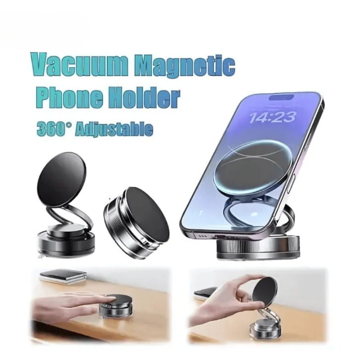 Magnetic Suction Cup Phone Holder – Foldable 360° Swivel Mobile Stand