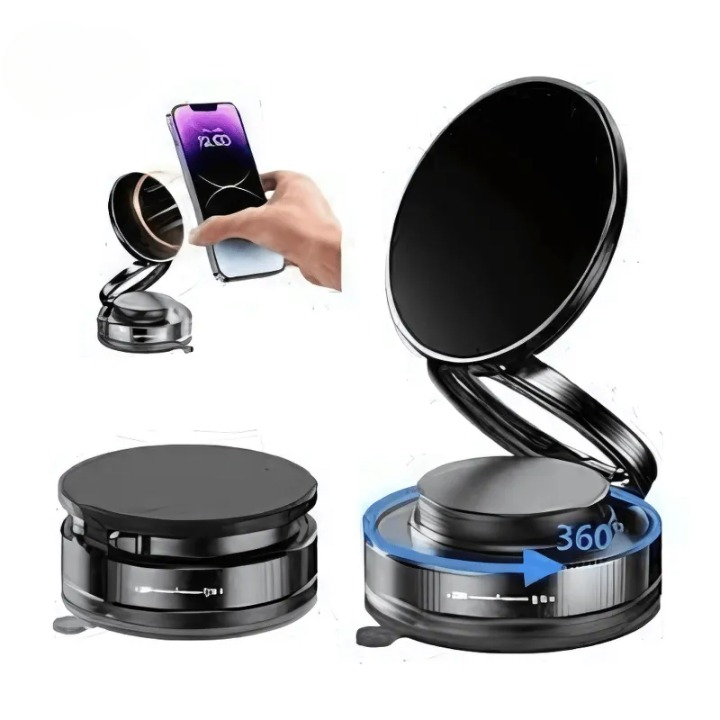 Magnetic Suction Cup Phone Holder – Foldable 360° Swivel Mobile Stand