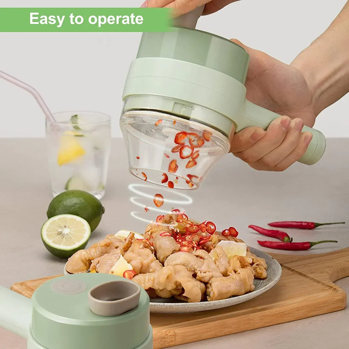 Electric Handheld Vegetable Cutter – Multifunctional Rechargeable Food Chopper & Slicer