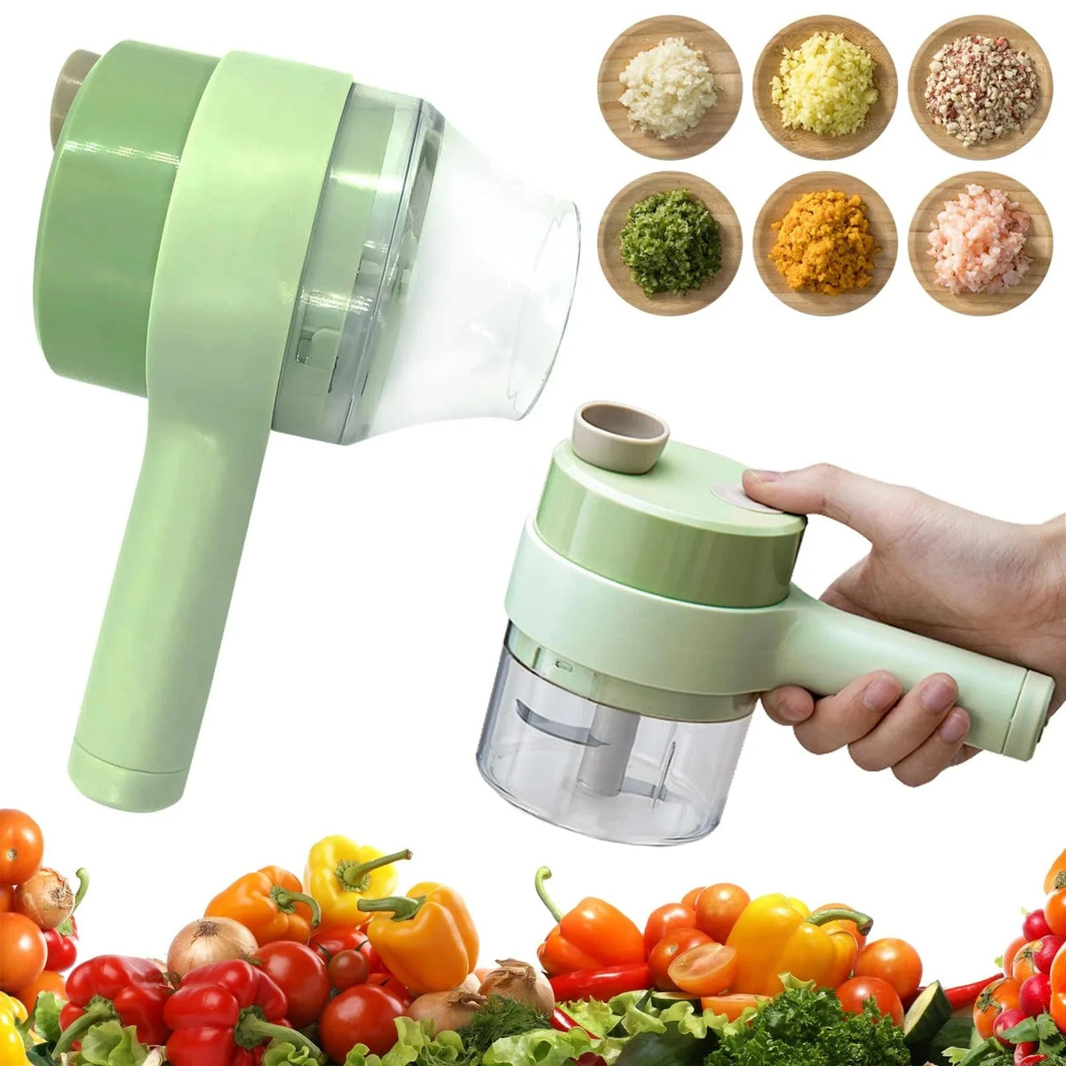 Electric Handheld Vegetable Cutter – Multifunctional Rechargeable Food Chopper & Slicer