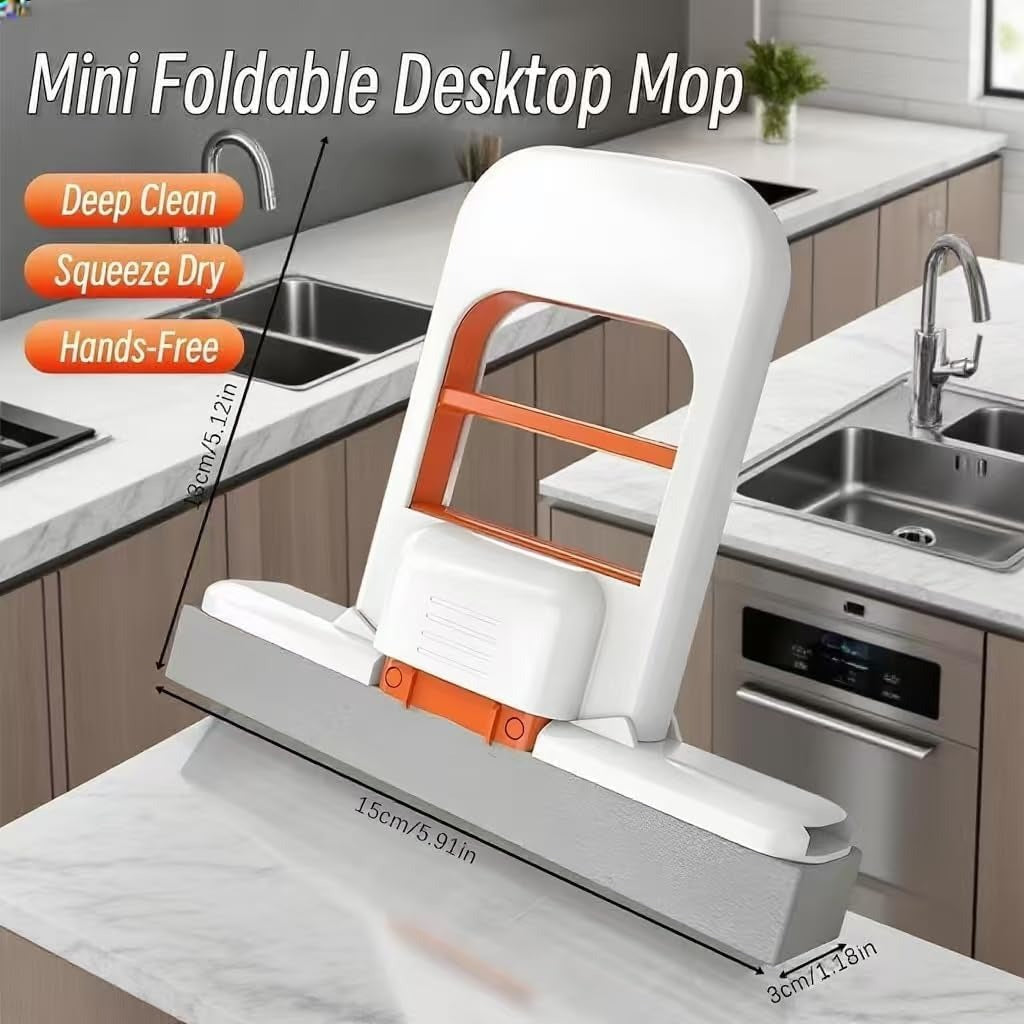 Mini Foldable Desktop Mop – Self-Squeezing Wet & Dry Cleaning Mop