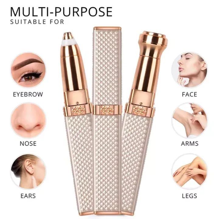 2-in-1 USB Rechargeable Eyebrow Trimmer – Facial Hair Remover for Women