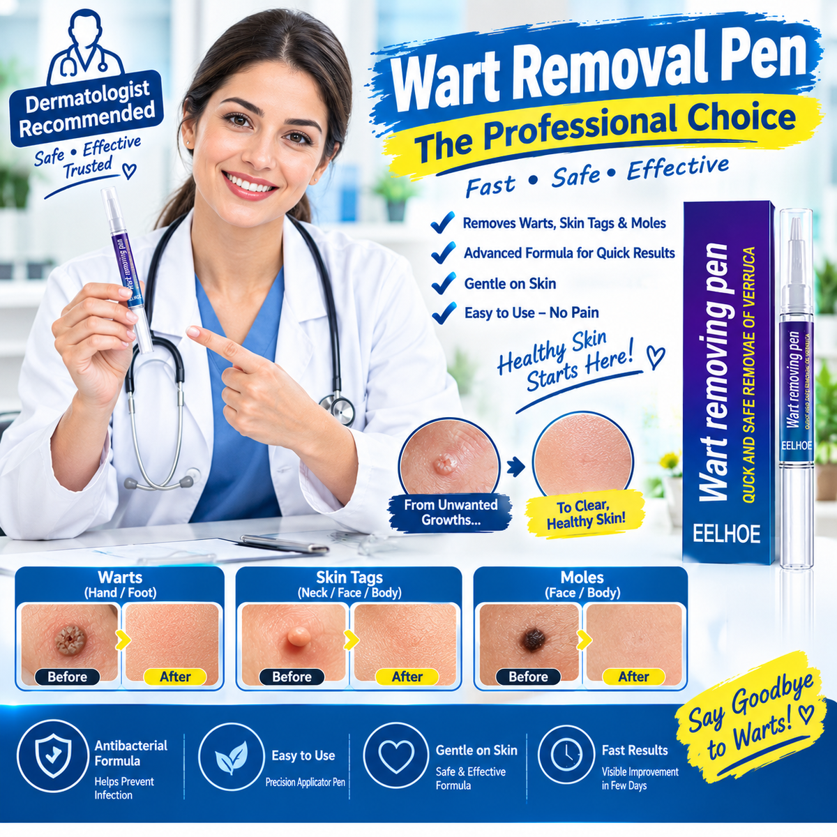 Wart Remover Gel Pen – Targeted Wart Care Treatment for Hands & Feet