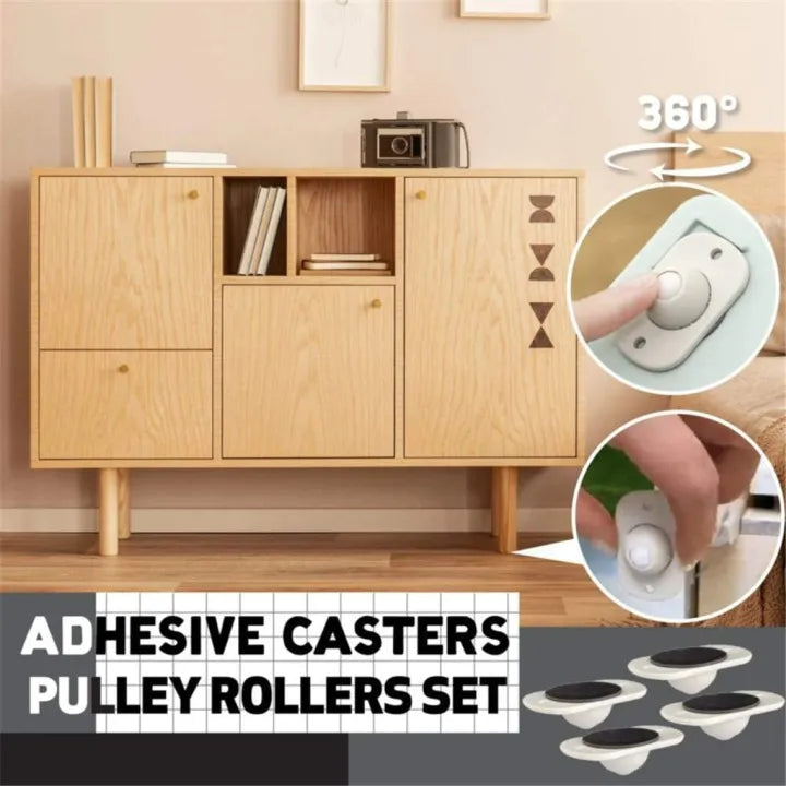4-Piece 360° Swivel Adhesive Furniture Wheels – Universal Self-Adhesive Caster Wheels