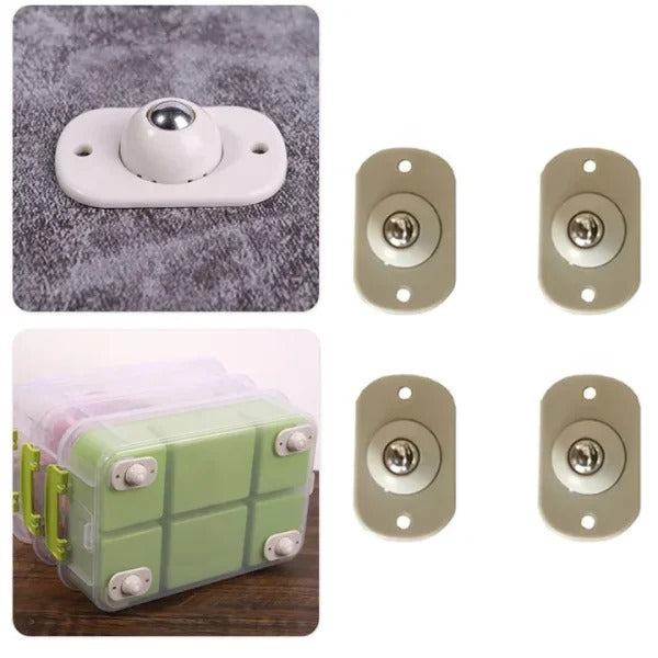 4-Piece 360° Swivel Adhesive Furniture Wheels – Universal Self-Adhesive Caster Wheels