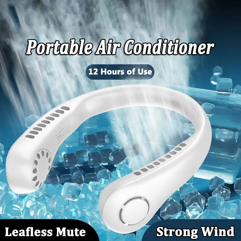 Portable Neck Fan – Bladeless USB Rechargeable Wearable Personal Fan with 3 Speeds