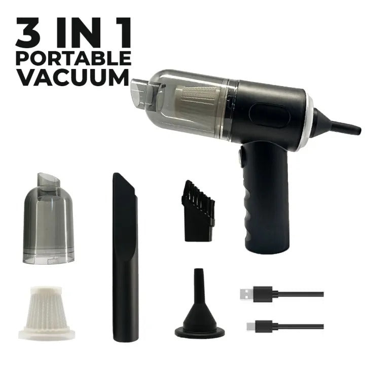 3-in-1 Portable Cordless Vacuum Cleaner – Handheld Dust Cleaner for Home, Car & Office