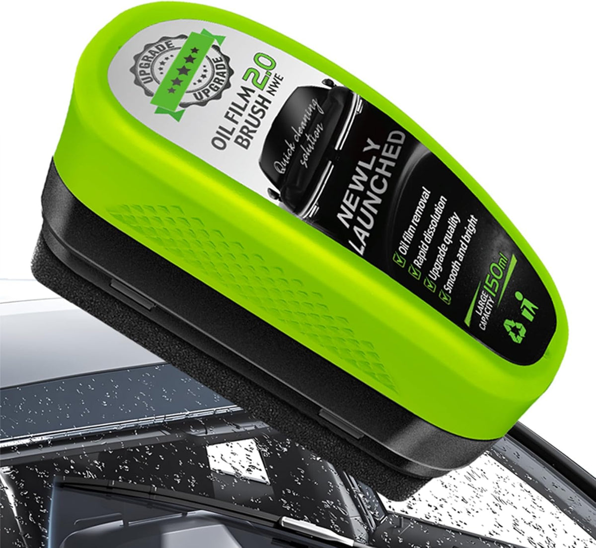 Oil Film Cleaning Brush 2.0 – Car Windshield & Glass Cleaner with Extra Liquid