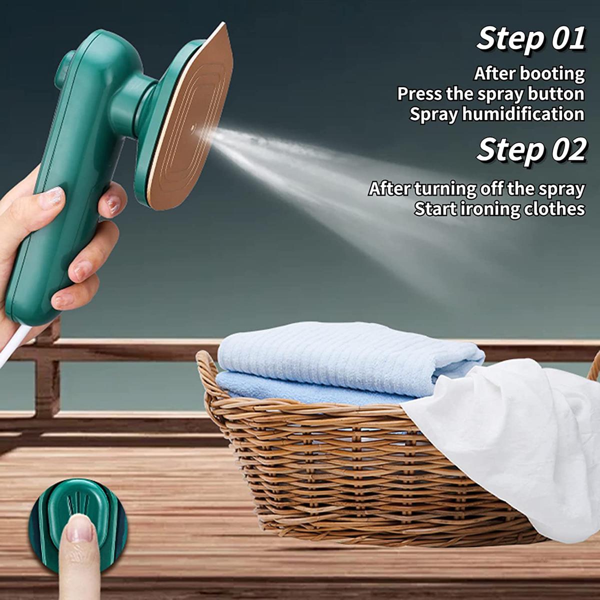 Portable Mini Steam Iron – 2-in-1 Wet & Dry Handheld Garment Iron for Travel