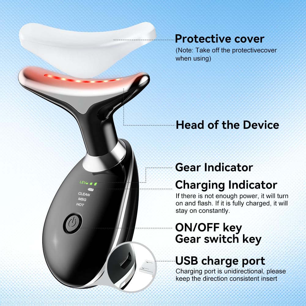 Rechargeable Face Massager – 3-Mode EMS Facial Beauty Device with 45°C Warm Therapy