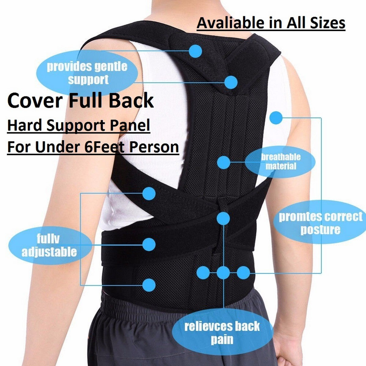 Adjustable Back Support Belt – Posture Corrector & Upper Back Shoulder Brace for Men & Women