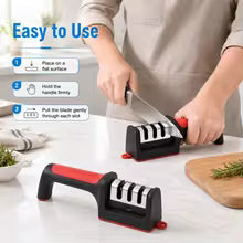 3-in-1 Knife Sharpener Set – 3-Stage Kitchen Knife Sharpener with Fruit & Vegetable Peeler
