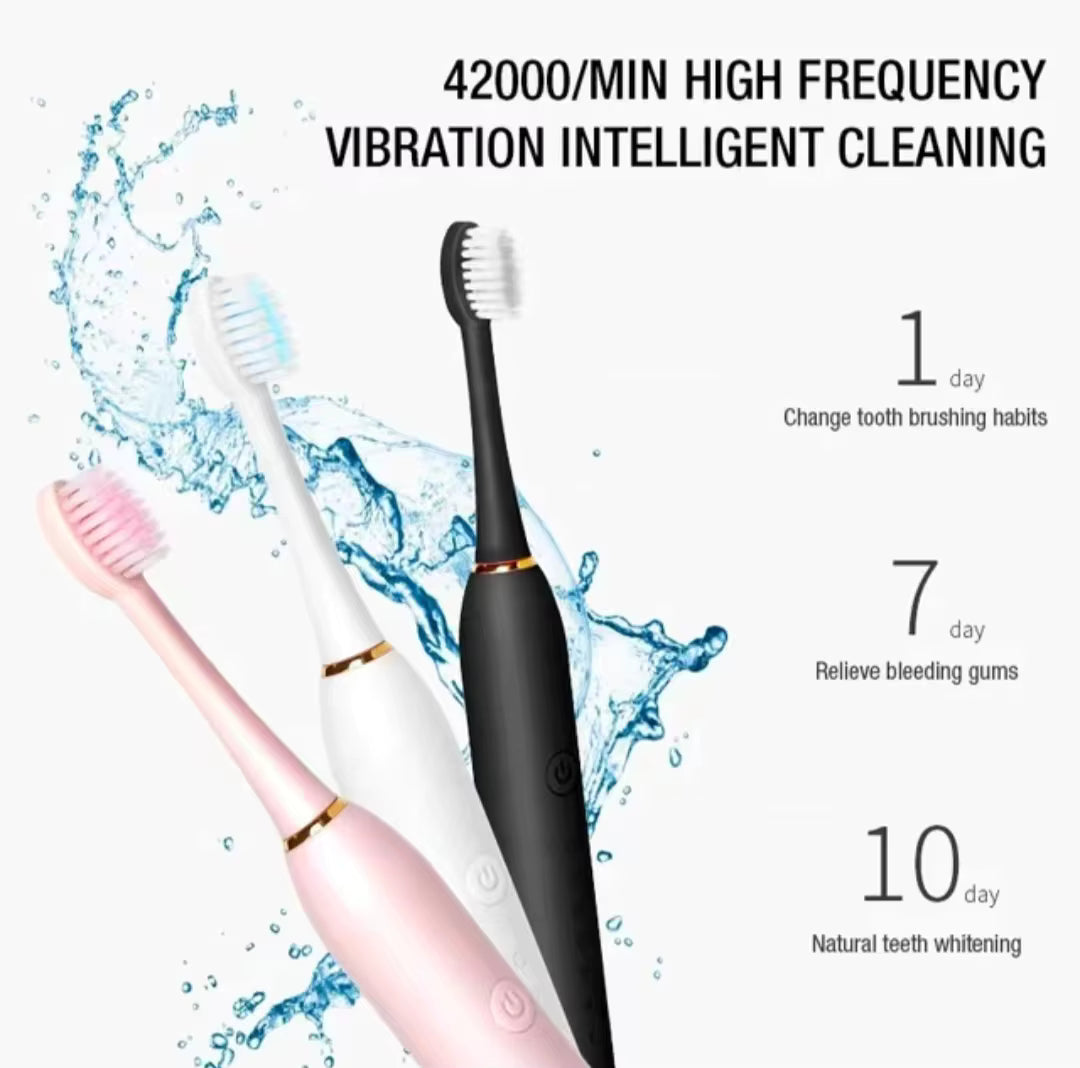Rechargeable Electric Toothbrush – USB Charging Oral Care Brush with 2 Extra Heads