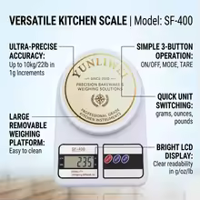 SF-400 Digital Kitchen Scale – 10kg Food Weight Scale with LCD Light, Tare & Cell