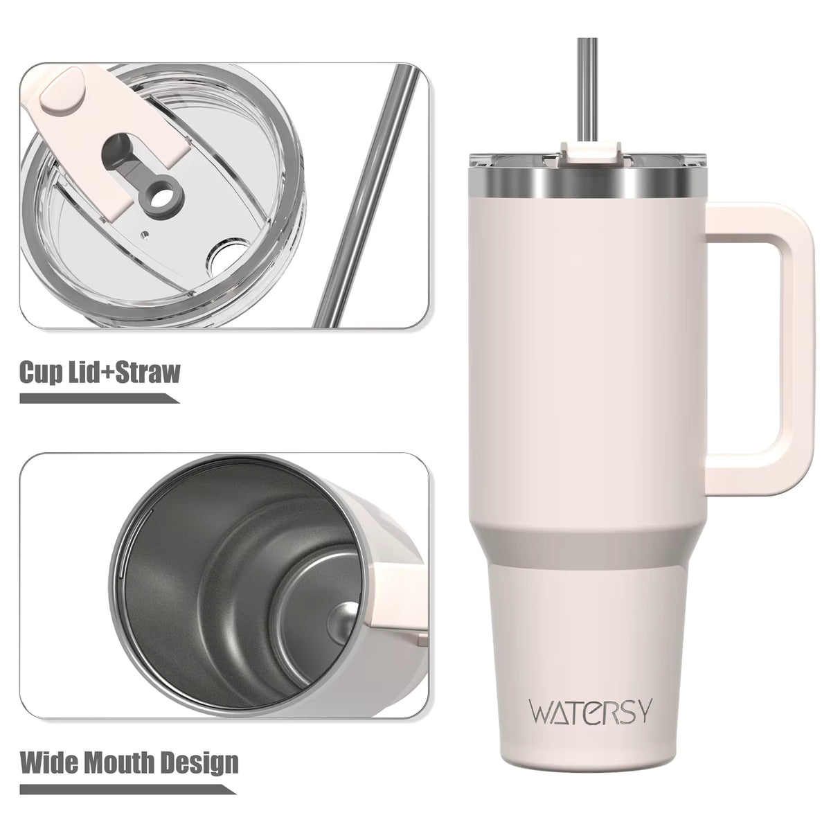 1200ml Quencher Style Tumbler with Straw & Handle – Black Marble Travel Water Bottle